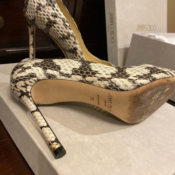 Jimmy Choo authentic Romy 100 Gloss Elaphe Stilettos - Picture 2 of 6